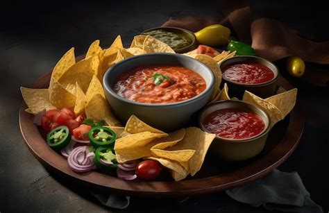 Premium Photo Mexican Nacho Spicy Nachos With Tomato Sauce Nachos