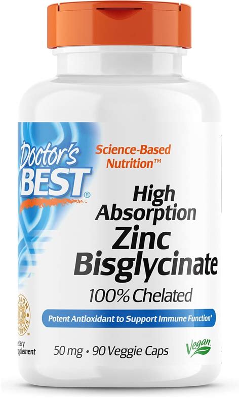 Amazon Doctor s Best Bisglicinato de zinc de alta absorción 50 mg