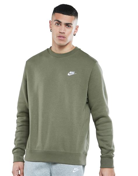 Nike Mens Club Crew Neck Sweatshirt Green Life Style Sports Eu