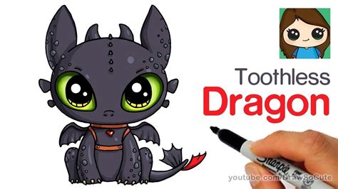 How To Draw A Cute Dragon Easy Toothless Cute Easy Drawings Dragon