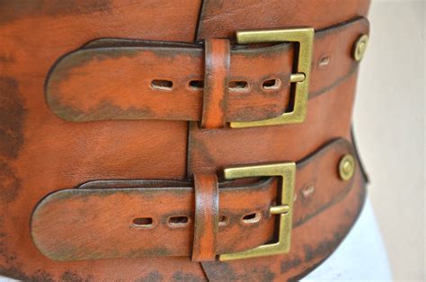 Brown Leather Waist Cincher Belt Leather Corset Belt Extra Etsy