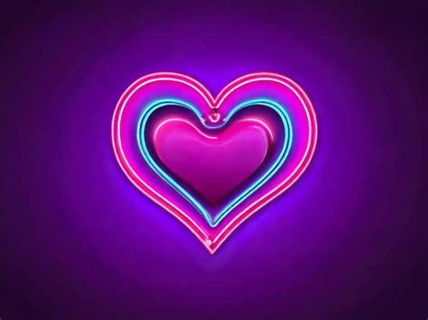 Premium Photo Bright Heart Neon Sign Retro Neon Heart Sign On Purple