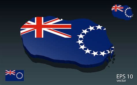 Premium Vector D Cook Islands Map And Flag D Shape Design