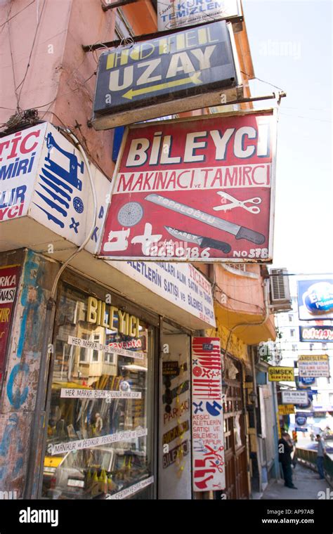 Shop and signs in Beyoglu, Istanbul, Turkey Stock Photo - Alamy