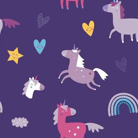 Motif Mignon Licorne Vecteur Premium