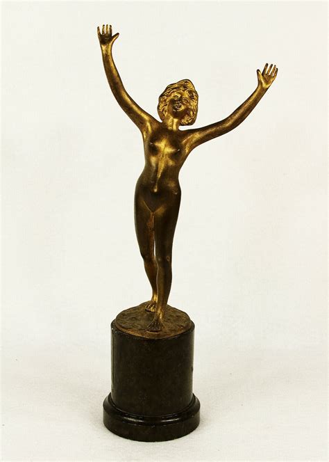 Art Nouveau French Dore Bronze Nude Girl Reni Palmier Ebay