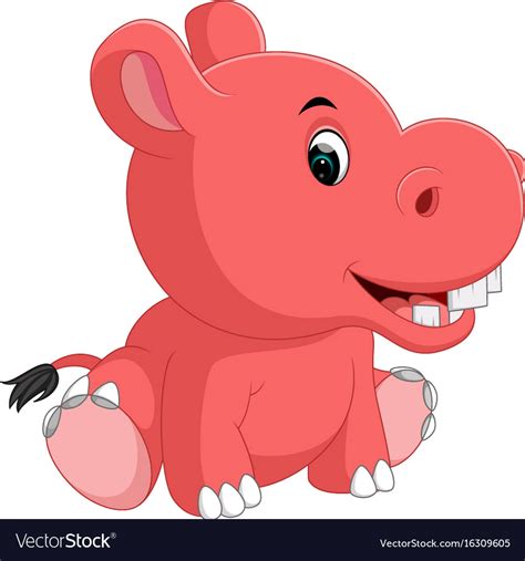 Cute Hippo Cartoon Royalty Free Vector Image Vectorstock