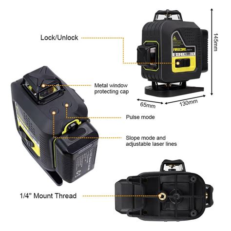 Buy FIRECORE Laser Level F504T-XG 16 lines 4D Green 360 nivel laser ...