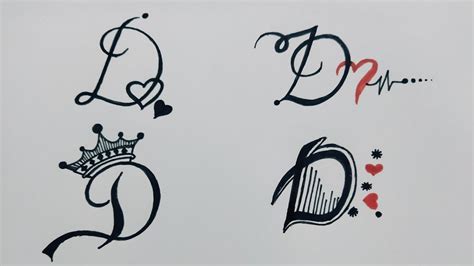 Very Simple And Beautiful D Letter Tattoo Designs Four Different