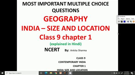 Multiple Choice Questions Based On Class 9 Geography Chapter 1 India Size And Location Youtube