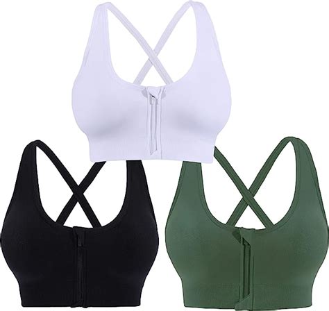 Akamc Medium Support Zip Up Wirefree Sport Bra