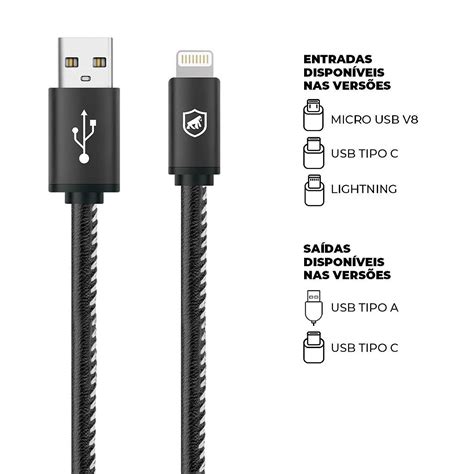 Cabo Turbo Militar M Micro Usb Tipo C Lightning Mfi Homolo