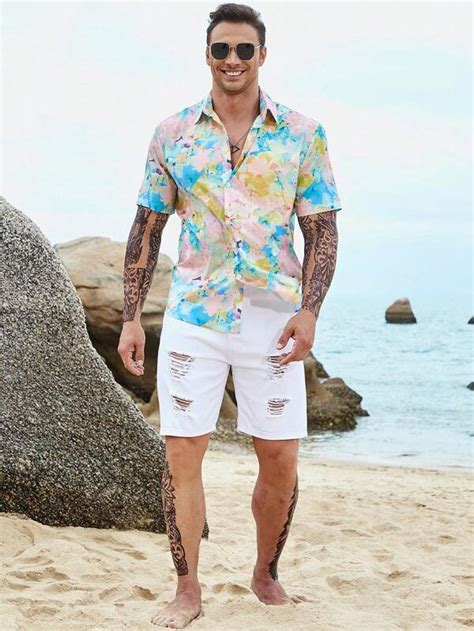 Manfinity Men Allover Print Shirt Shein Usa