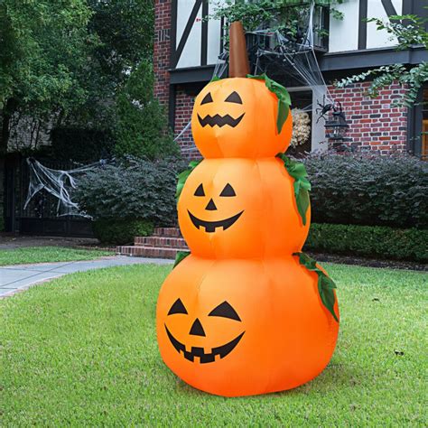 6 Feet Halloween Inflatable Stacked Pumpkins Costway