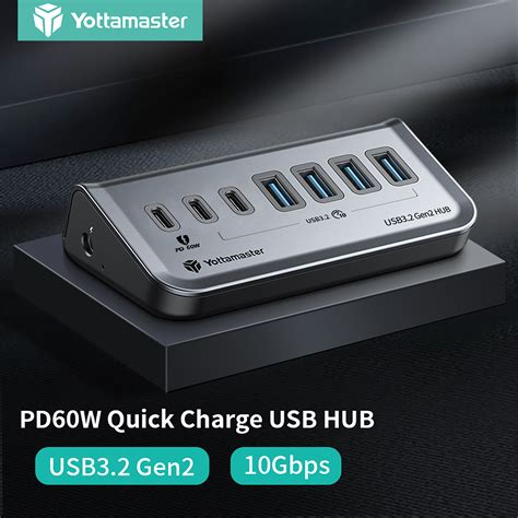 Yottamaster 10gbps Usb32 Gen2 Type C Hub 4 Ports 7 Ports Pd60w High