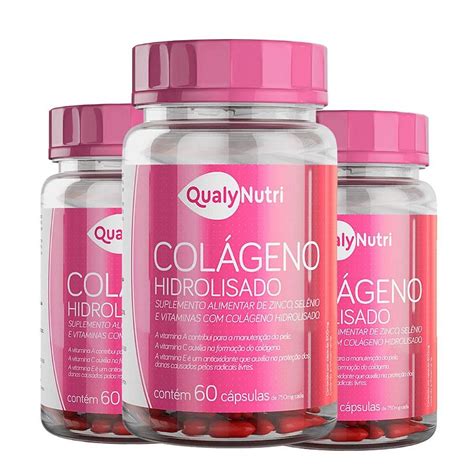 Kit 3uni Colágeno Hidrolisado 170mg 60 cáps Qualynutri Supremo