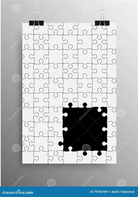 Vertical Poster A4 Puzzle Pieces White Puzzles Stock Vector