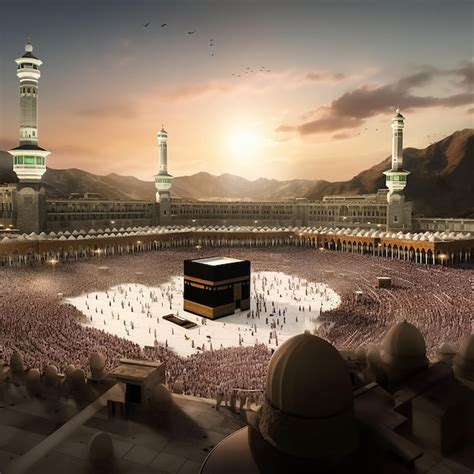 Premium Photo | Hajj And Eid Background With kaaba Icon