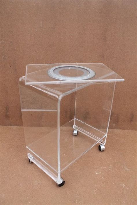 Mcm Lucite Rolling Bar Cart Tv Stand Lazy Susan Etsy Rolling Bar