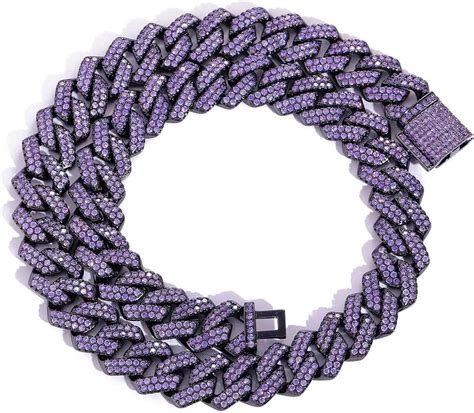 Wahzaus Solid Thick Purple Hip Hop Cuban Link Chains Width 15mm Big