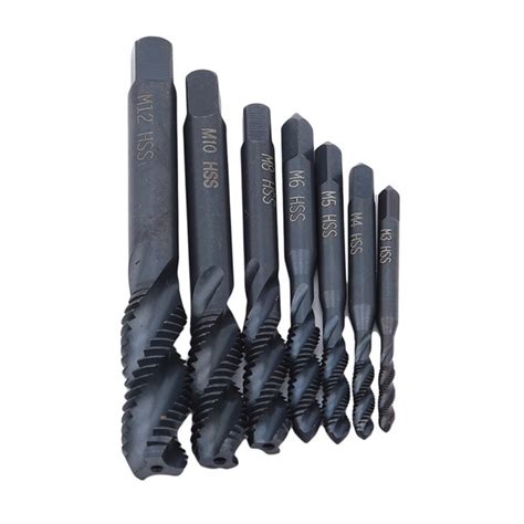 7pcs Spiral Hand Tap Thread Screw Spiral Wire Point Metric Plug Drill