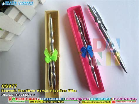 Souvenir Pen Silver Kemas Paperbox Mika Souvenir Pernikahan