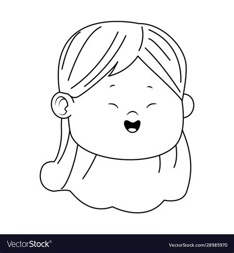 Cartoon Cute Girl Face Icon Flat Design Royalty Free Vector