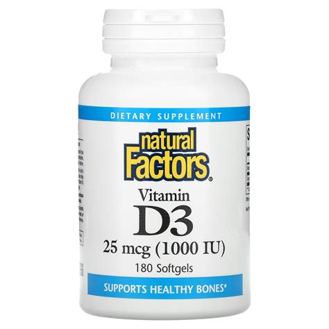 Natural Factors Vitamin D3 25 Mcg 1000 Iu 180 Softgels