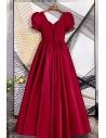 Cute Beaded Bow Knot Aline Long Prom Dress With Sleeves