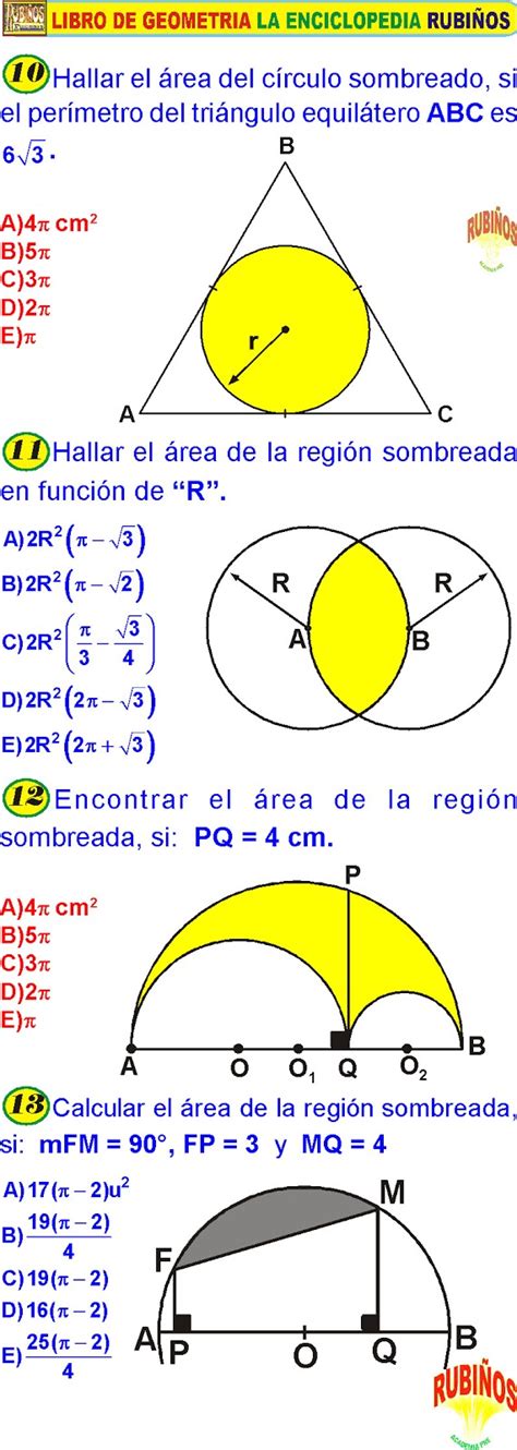 Areas De Regiones Circulares Ejercicios Resueltos Pdf