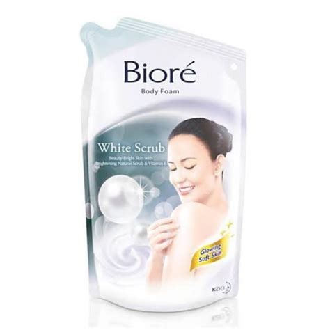 Biore Body Foam Bright White Scrub Pouch Liquid Bath Soap Ml