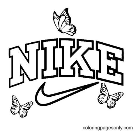 Nike Swoosh Logo Outline Sketch Coloring Page