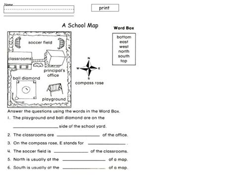 A School Map Worksheet for 2nd - 4th Grade | Lesson Planet