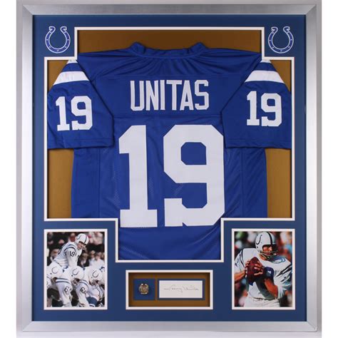 Johnny Unitas Signed Colts 34x38 Custom Framed Cut Display With Replica