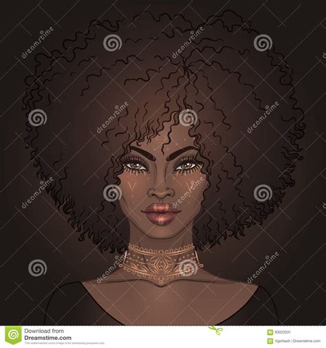 Menina Bonita Afro Americano Ilustração Do Vetor Da Mulher Negra Ilustração Do Vetor