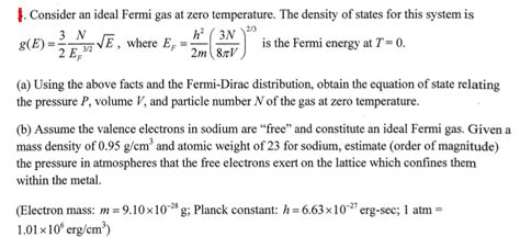 Solved Consider An Ideal Fermi Gas At Zero Temperature Chegg