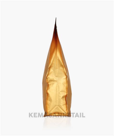 Kemasan Flat Bottom Zipper Alu Gold Doff 17 5x30 1000gr Kopi Valve