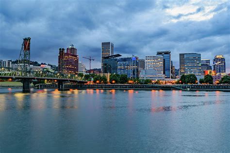 Portland Skyline At Dusk Photograph By Cityscape Photography Pixels