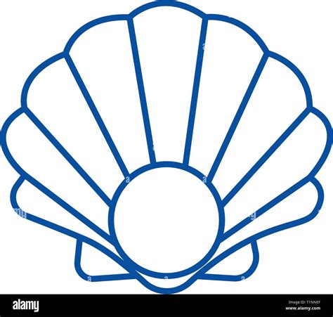 Pearl Shell Line Icon Concept Pearl Shell Flat Vector Symbol Sign