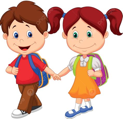 Happy Children Come With Backpacks Children Fun Kindergarten Vector