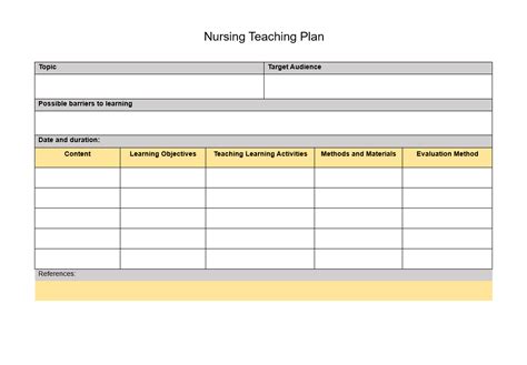 Nursing Teaching Plan Template 1st Editable Option Two Package Template