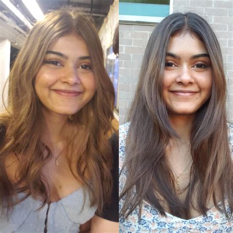 Women react to medium ash brown hair transformations on tiktok 9