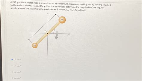 Solved A 250 G Uniform Meter Stick Is Pivoted About Its Center With