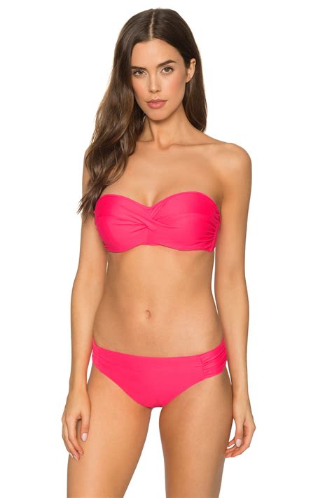 Sunsets S Hot Pink Iconic Twist Underwire Bandeau Bikini Top D Cup