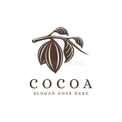 Vintage cocoa branch logo, cocoa bean, cocoa plant logo icon vector ...