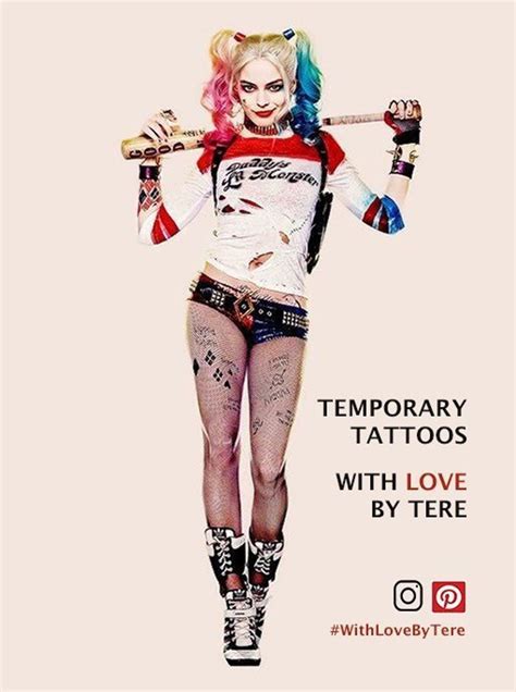 Harley Quinn Temporary Tattoos Suicide Squad Costume Halloween or ...