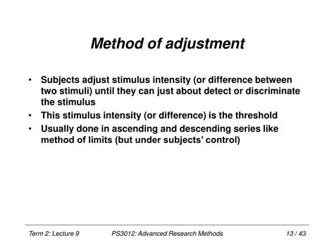 PPT - PS3012: Advanced Research Methods Lecture 9: Psychophysics ...