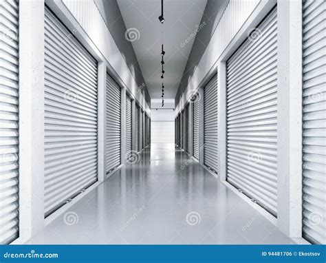 Storage Facilities With White Doors 3d Rendering Stock Photo Image