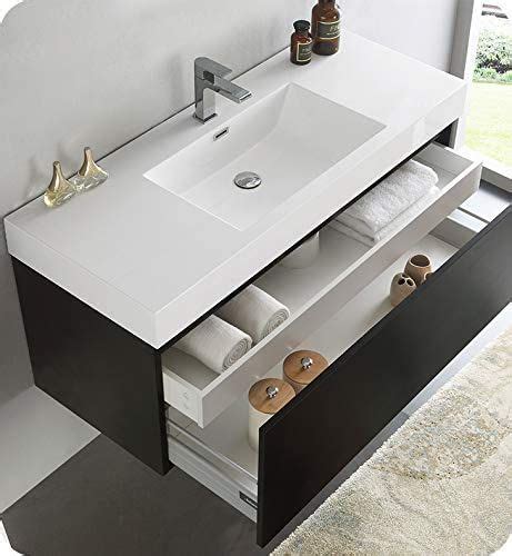 Fresca Mezzo Inch Black Wall Hung Modern Bathroom Vanity Includes