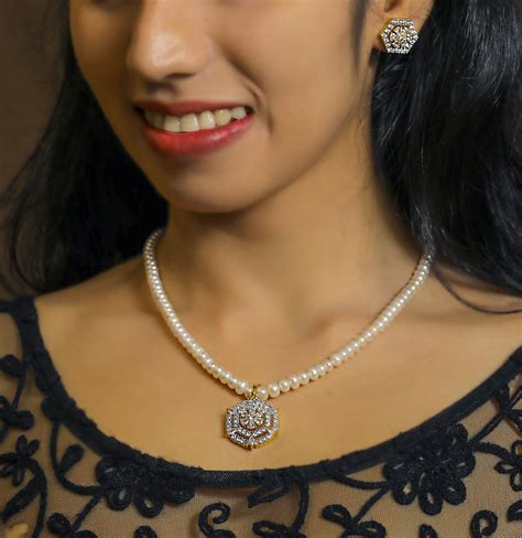 Hexagon Pearl Necklace And Earring Set Mangatrai Pearls Jewellers